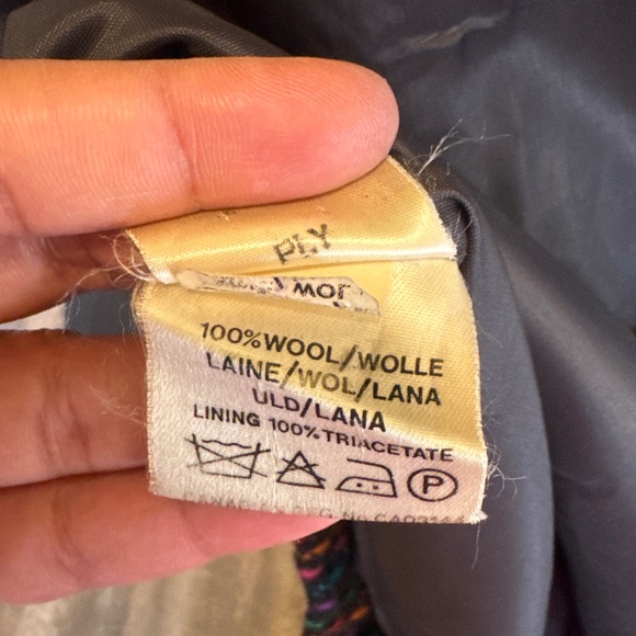 Jaeger Vintage Black  100% Wool Multicolor Coat 16 - Picture 9 of 10